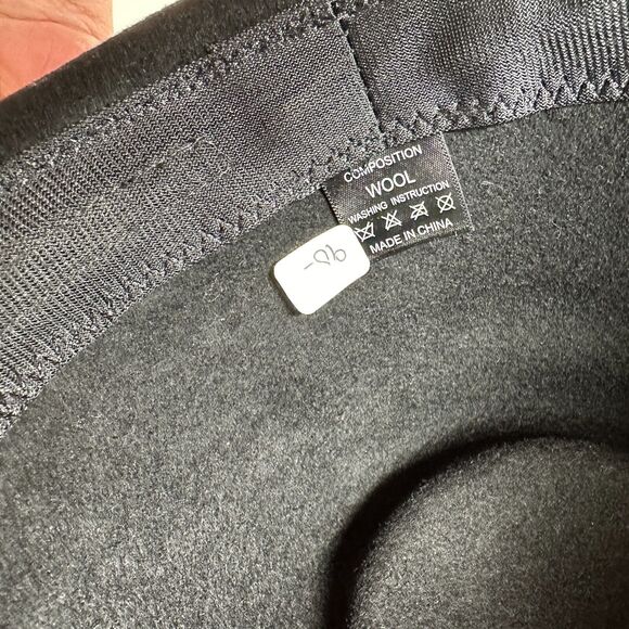 NWOT Sturdy Black Teardrop Round Wide Brim Wool Fedora Unisex - Picture 3 of 15